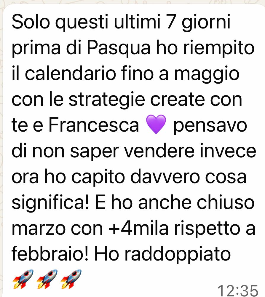 Testimonianza: calendario riempito fino a maggio, marzo +4mila rispetto a febbraio