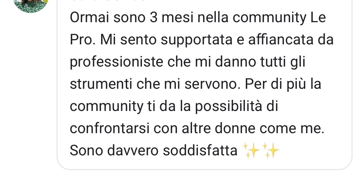 Testimonianza: community Le Pro, supporto e confronto con altre donne